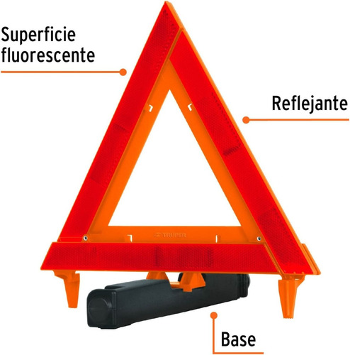 Triángulo De Seguridad, De Plástico, 29 Cm Truper 10943