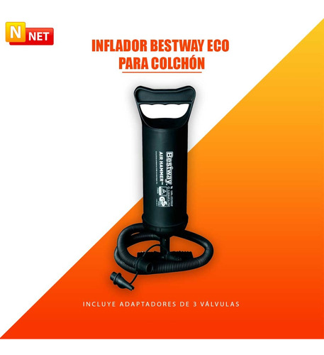 Imagen 2 de 5 de Inflador Bestway Eco De Colchón Doble Pistón Adaptador Nnet