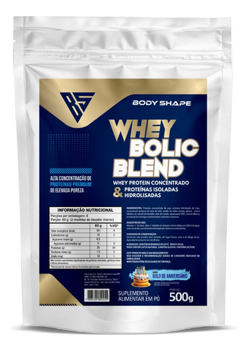 Whey Protein Bolic Refil 500g - Body Shape Bolo De Aniversário