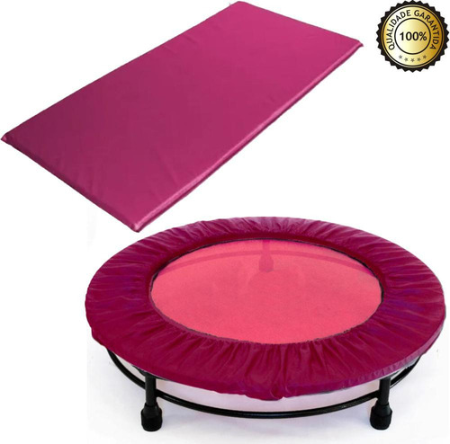 Cama Elástica Mini Jump Rosa + Capa + Colchonete 90x45x2cm