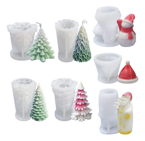 Molde De Silicona For Velas Navideñas 3d, 7 Piezas, Árbol .