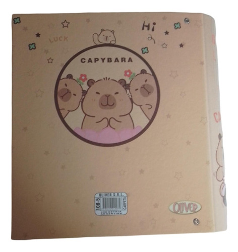 Carpeta Escolar 3 Aros 3x40 Capibara Carpincho Animales Cute Surtido