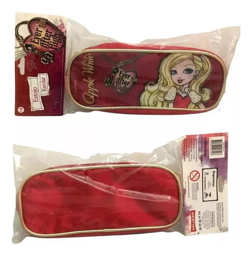 Kit Escolar Ever After High Estampa Boneca Apple White - Sestini : Mochila G Costas + Lancheira Térmica + Estojo Duplo