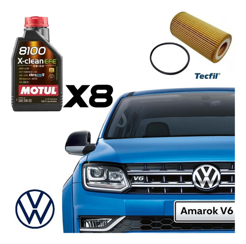 Amarok 3.0 V6 Kit Troca Óleo Motul 8100 5w30 X-clean Pel684 