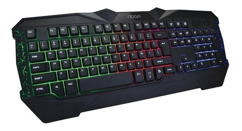 Teclado Gamer Pc Usb Retroiluminado Led Noga Nkb-gk23 Juegos Teclas Reforzadas Idioma Español Latinoamérica Color Del Teclado Negro