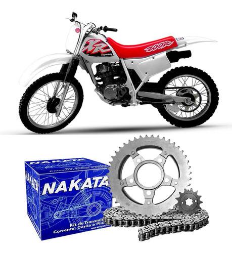 Kit Relação Transmissão Moto Honda Xr 200 1995 A 2003 Nakata