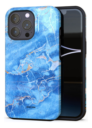 Artscase - Estuche Protector iPhone 15 Pro Max Marble Blue 