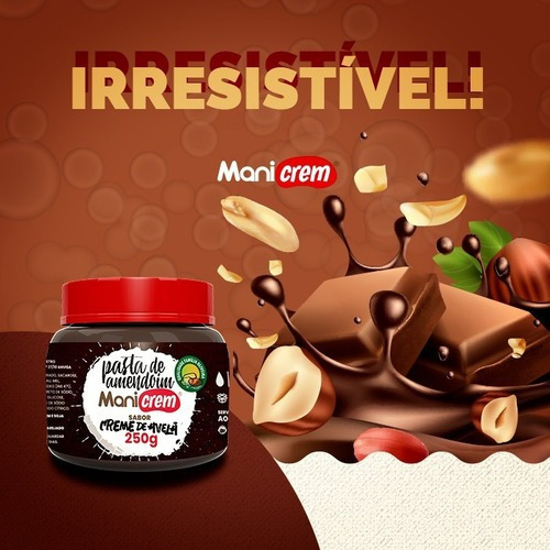 Imagem 2 de 2 de Manicrem Pasta De Amendoim Sabor Creme De Avelã - 250g