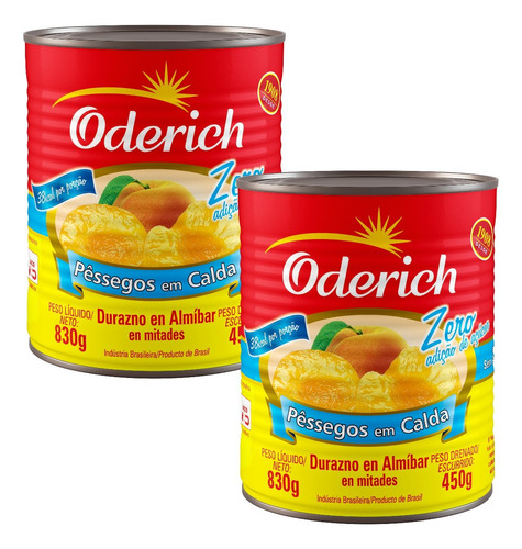 Kit 2 Pêssego Em Calda Zero Adição De Açúcar Oderich