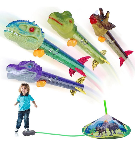 Lanzacohetes De Dinosaurio Para Niños - Lanzamiento De Hasta