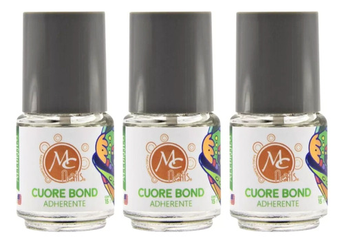 Pack 3 Primer Adherente Sin Acido, Cuore Bond Uñas. Mc Nails