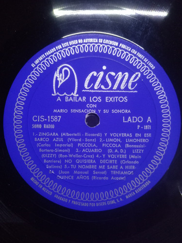 Lp Mario Sensación Y Su Sonora A Bailar Exitos 1971 Cumbia (Usado)