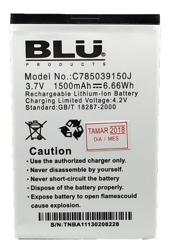 Bateria Pila Blu Dash Jr 4.0k D141 D142 D143 C785039150j