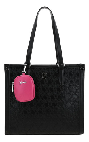 Bolso Tote Barbie Gorett Color Negro America Br25001-3 Acabado De Los Herrajes Níquel Diseño De La Tela Liso