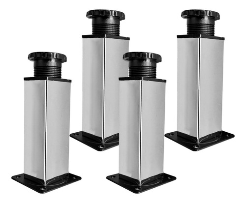 4 Patas Cuadradas Cromo 12 Cm Ajustables Para Muebles