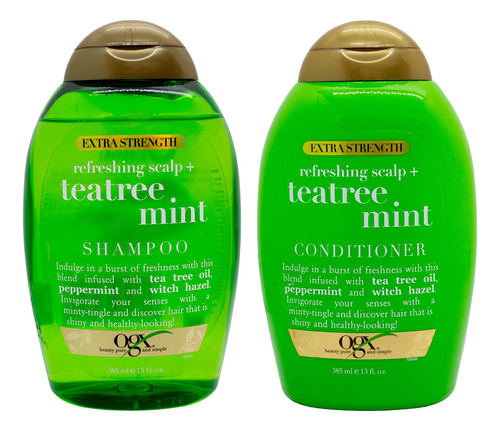 Ogx Kit Teatree Mint Shampoo + Acondicionador Hidratante 3c