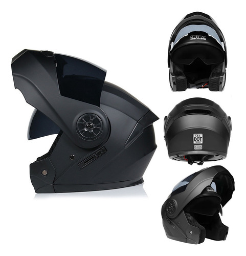 Casco Motocicleta Abatible Con Certificación Dot Negro Diseño Sergeant Tamaño Del Casco L (59-60 Cm)