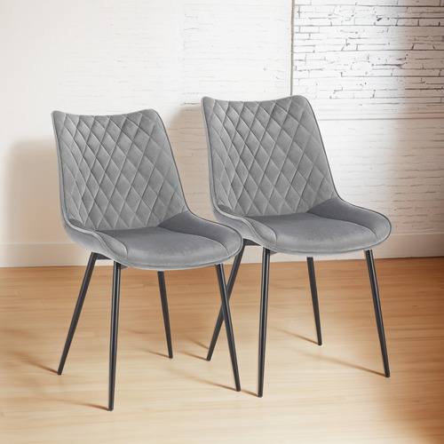 Set De 2x Sillas Comedor Greta Gris Modelo B3078-1