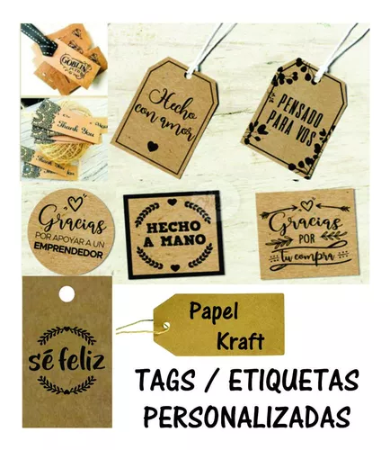 Tags Etiquetas Colgantes Papel Madera Kraft Envío gratis