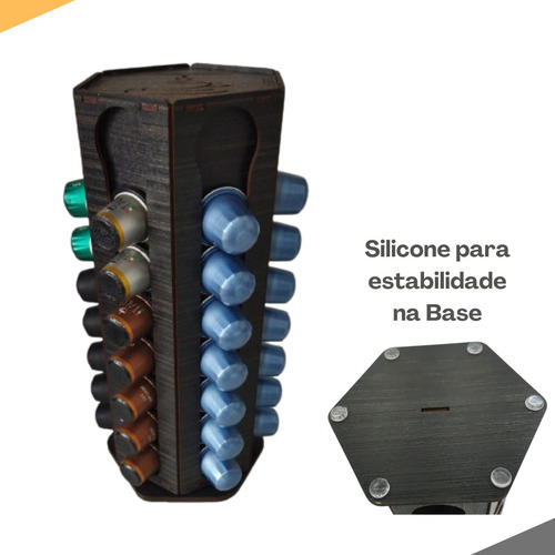 Suporte Organizador Cápsulas Café Nespresso Giratório Cor Preto