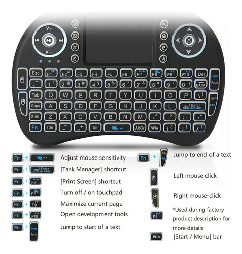 Mini Teclado Dosyu Kb03 Inalambrico Usb Iluminado Smart Tv B Negro Español España