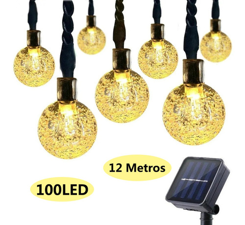 Guirnalda De 100 Luces Solares Led Impermeables P/ext.12 M