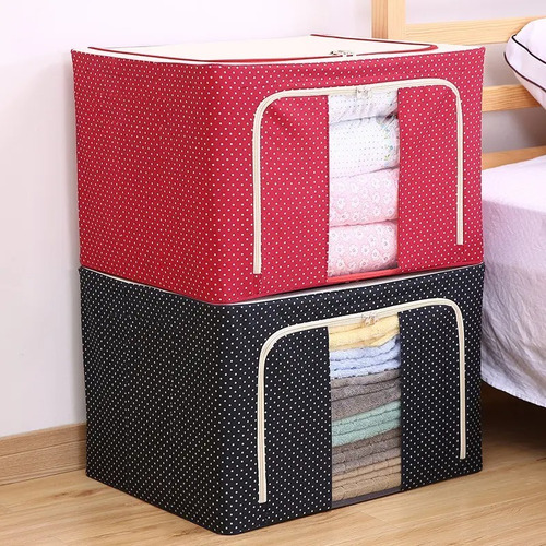 Imagen 4 de 7 de Caja Organizadora Tela Ropa Placard 39x29x20cm Doble Cierre