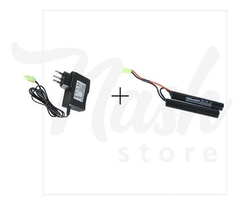 Imagem 1 de 2 de Bateria Airsoft 1100 Mah 9.6v + Carregador - Rossi Neptune