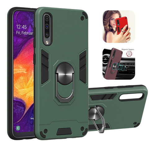 Funda Para Galaxy A50 Con Mica Varios Modelos Antigolpes Verde Armor Ring Sin Mica