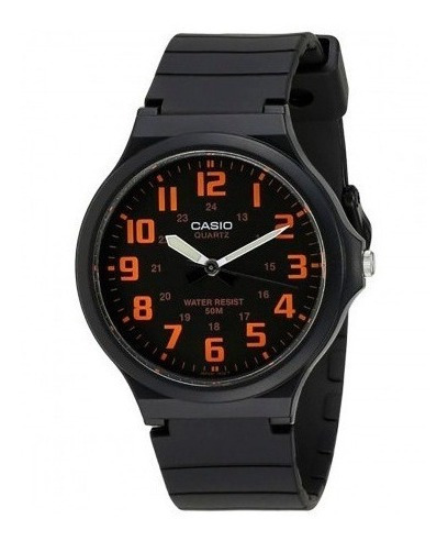 Relógio Casio Masculino Mw-240 Preto Laranja Original