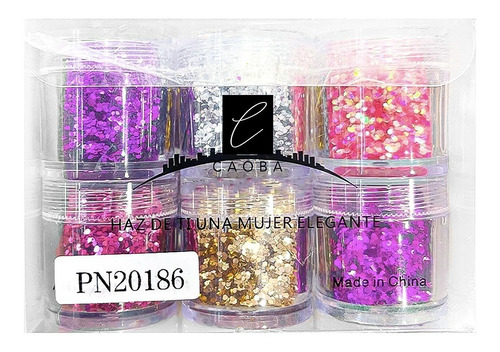 Set 12 Frascos Glitter Escamas Polvo Uñas Rostro Cuerpo