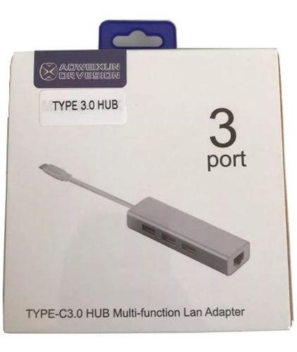 Adaptador Hub Usb-c Ethernet Red Lan Rj45 3 Usb 3.0/2.0 Fast