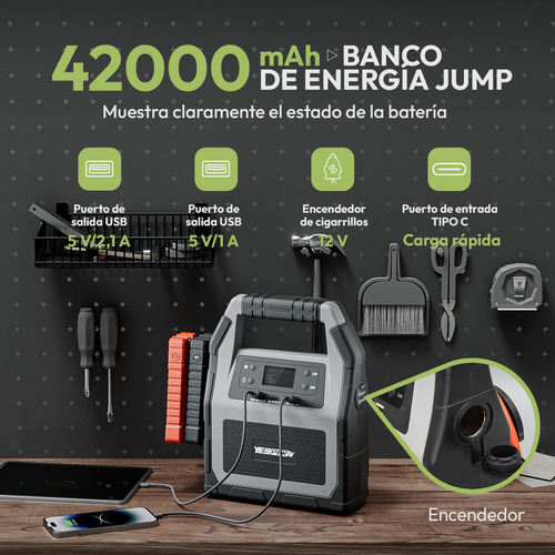 Arrancador Automático Portátil Con Batería 6000a, 12 V/24 V,