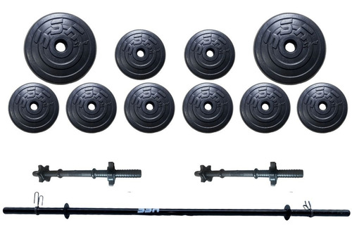 Set De Discos 120lbs Con Barra Y Mancuernas, Pesas Ssr Sport