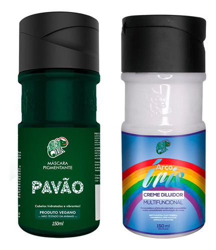  Kit Pavão 150ml E Diluidor Arco Iris 150ml Kamaleão Color Tom Verde