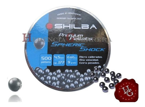 Imagen 3 de 7 de Balines Shilba Spheric Shock 4.5mm X500 9 Grain Aire Compr