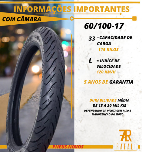 Pneu Biz Pop 100 Web 100 Dianteiro 60/100-17 Com Câmara
