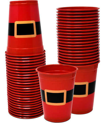 50 Paquete De Tazas De Navidad De Plástico Desechables 16 Oz