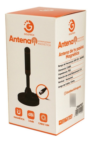 Imagen 7 de 10 de Antena Tv Interior Magnetica Goldtech Interior Exterior