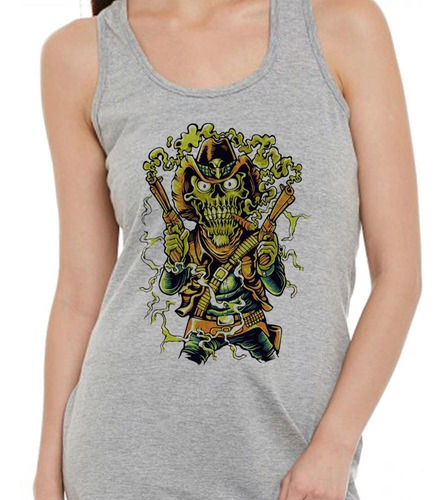 Musculosa Skull Smoke With Guns Warrior War