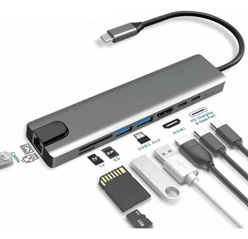 Usb C Hub Adaptador Hdmi Macbook Pro 4k Micro Sd Mac Win Lin