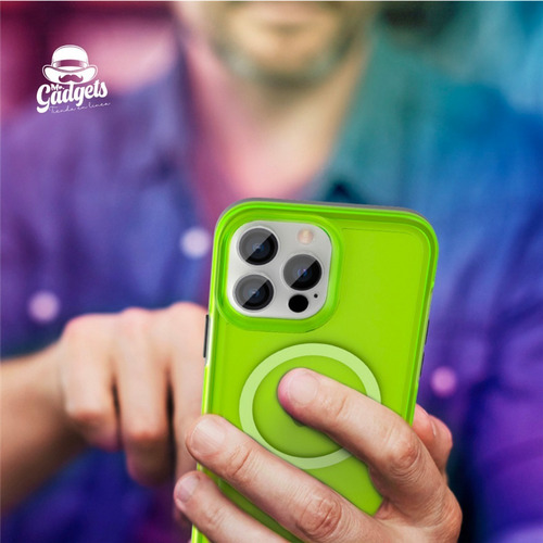 Imagen 5 de 10 de Funda Case Neon Fosforecente Retro Color Para iPhone Magsafe