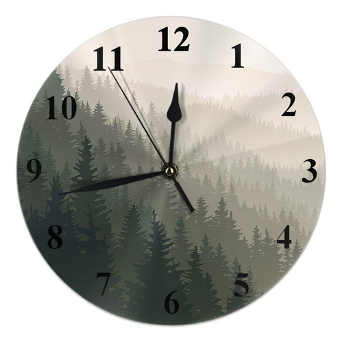 Aoyego Reloj De Pared De Bosque, Arbol Natural, Niebla, Vall