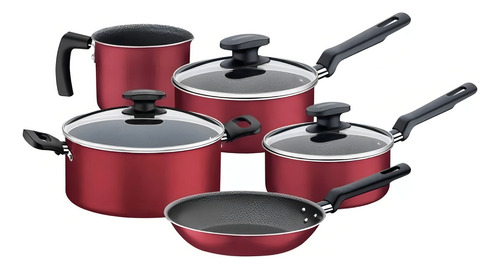 Bateria De Cocina 5 Piezas Loreto Roja Tramontina Rojo