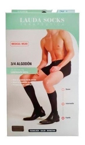 Medias Compresión Lauda Socks Hombre Algodón 15-20 Mmhg 3/4