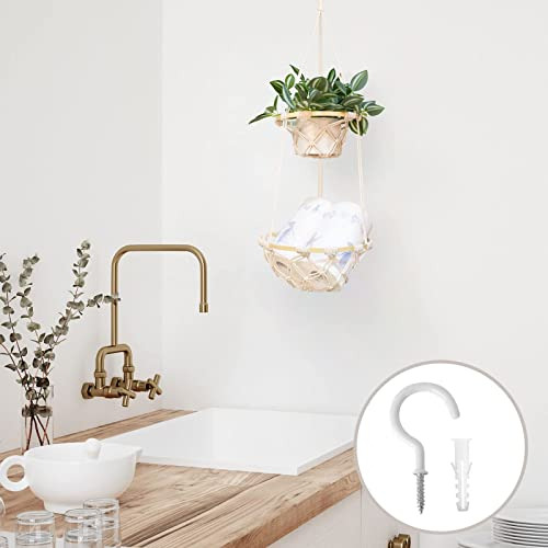Cesta De Frutas Colgante De Macramé De 2 Niveles, Soporte B