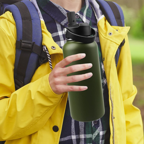 Termo De Acero Inoxidable 32 Oz, Botella De Agua Deportiva