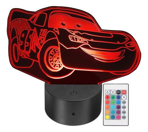 Lámpara Led Decorativa Rayo Mcqueen Cars Rgb Personalizada