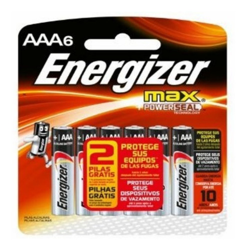 Imagem 2 de 3 de 12 Pilha Alcalina Palito Energizer Max Power Seal 12unid Aaa