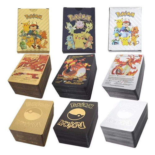 X54 Cartas Pokemon Metalizadas Coleccionables, En Español 